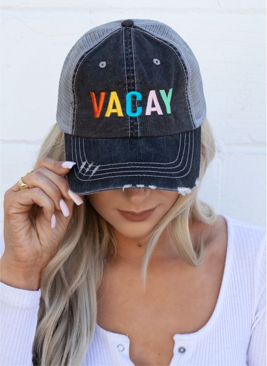 VACAY Colorful Embroidered Trucker Hat Baseball Cap