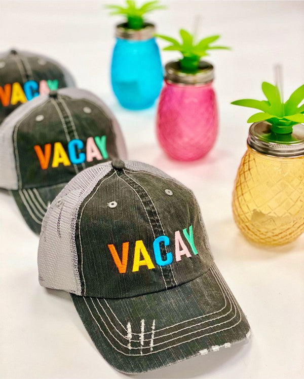 VACAY Colorful Embroidered Trucker Hat Baseball Cap