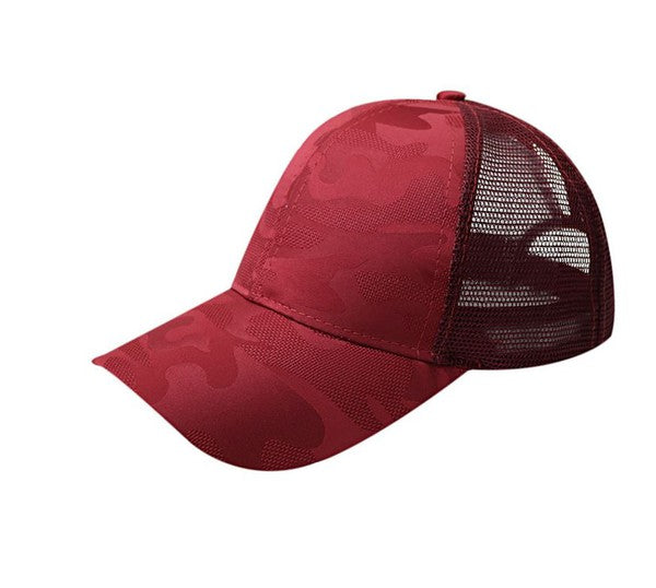 Camo Messy Bun Ponytail Women's Hat Baseball Cap