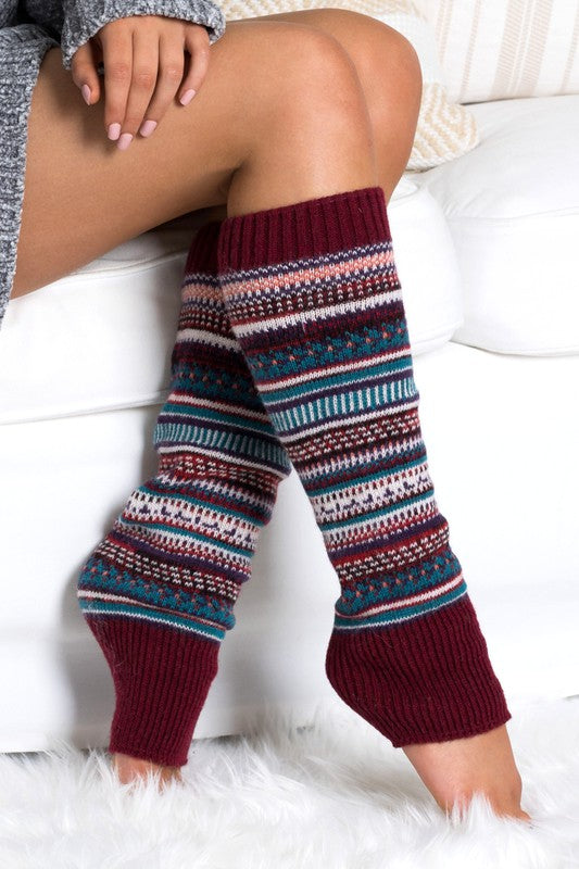 Short Fairisle Knit Leg Warmers | Thick Cozy Boot Accessories