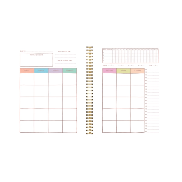 Groovy Goal Getter Undated Planner with Colorful Hand-Drawn Design and Stickers