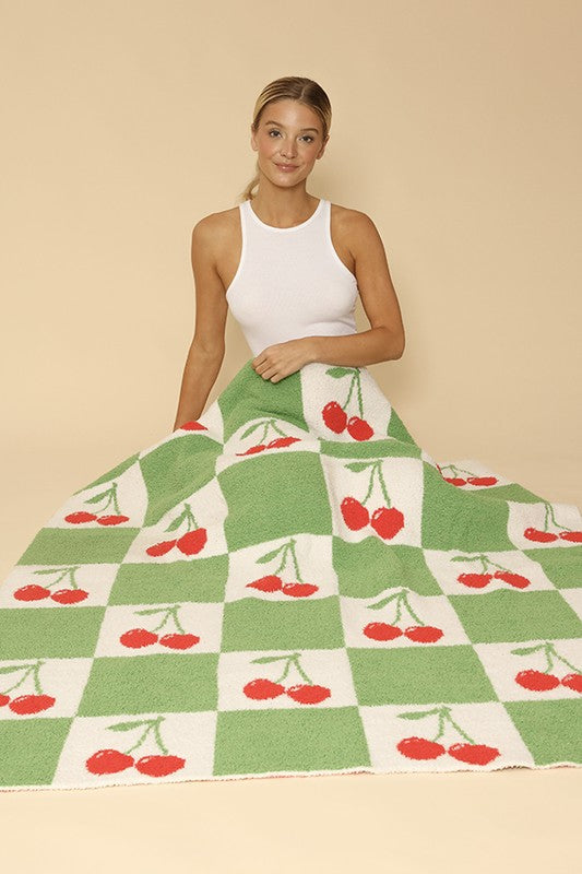 Novelty blanket Cacti, Cherries, Mushrooms, Bows Throw Blanket