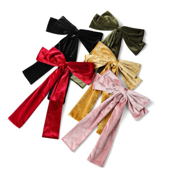 Hair Bows Velvet Long Barrette Clip