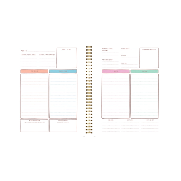 Groovy Goal Getter Undated Planner with Colorful Hand-Drawn Design and Stickers