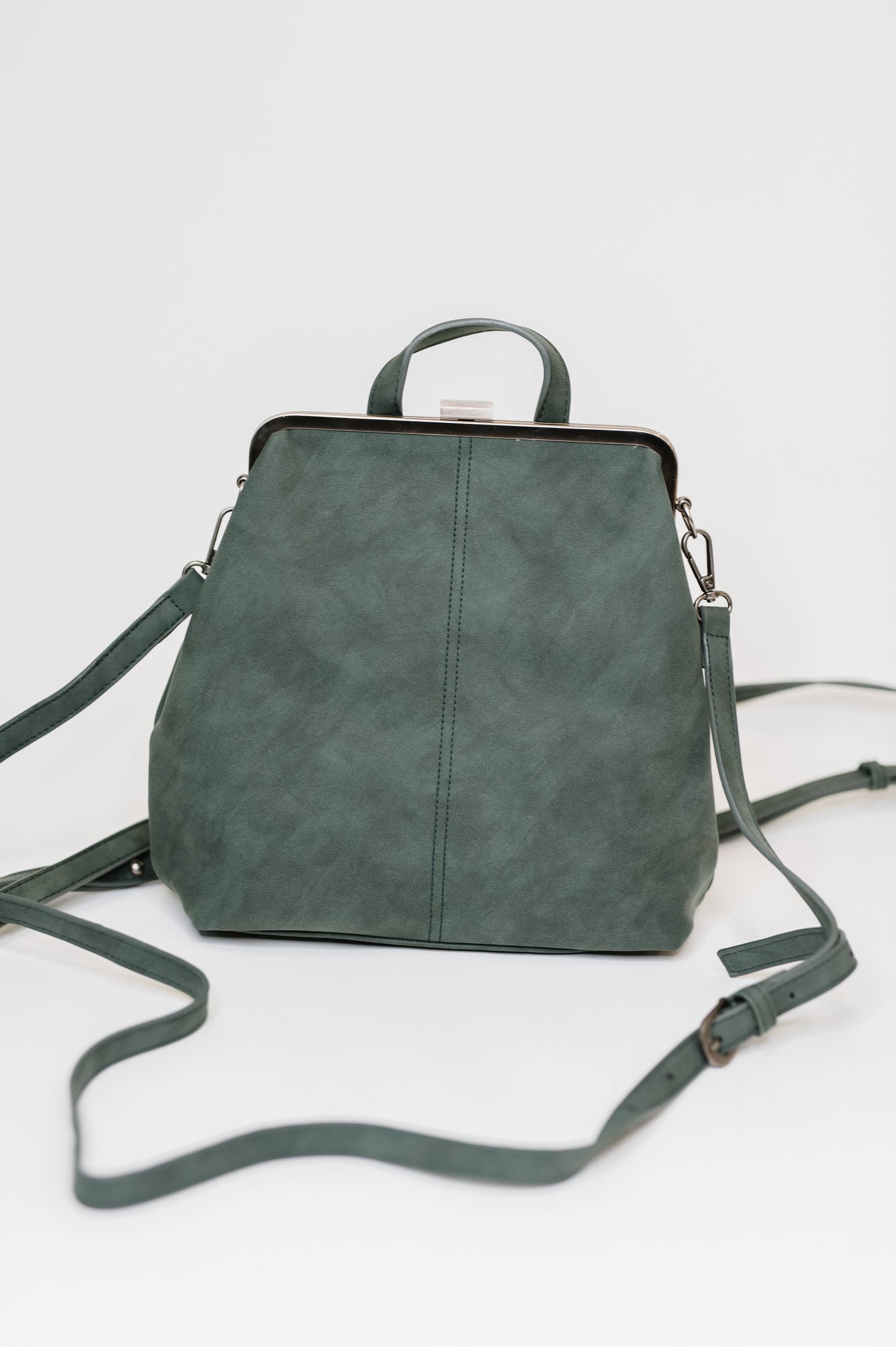 Charcoal Gray Vegan Leather Backpack – Hands-Free Convertible Bag with Floral Lining