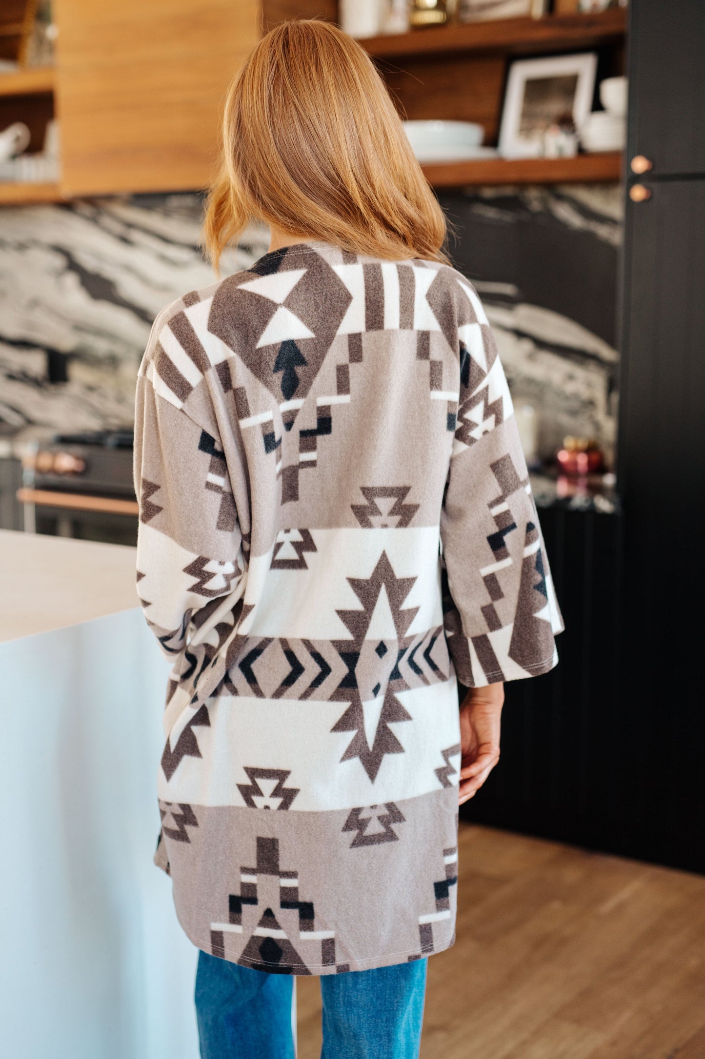 Full of Character Blanket Kimono | Cozy Brushed Hacci Open Front Layer
