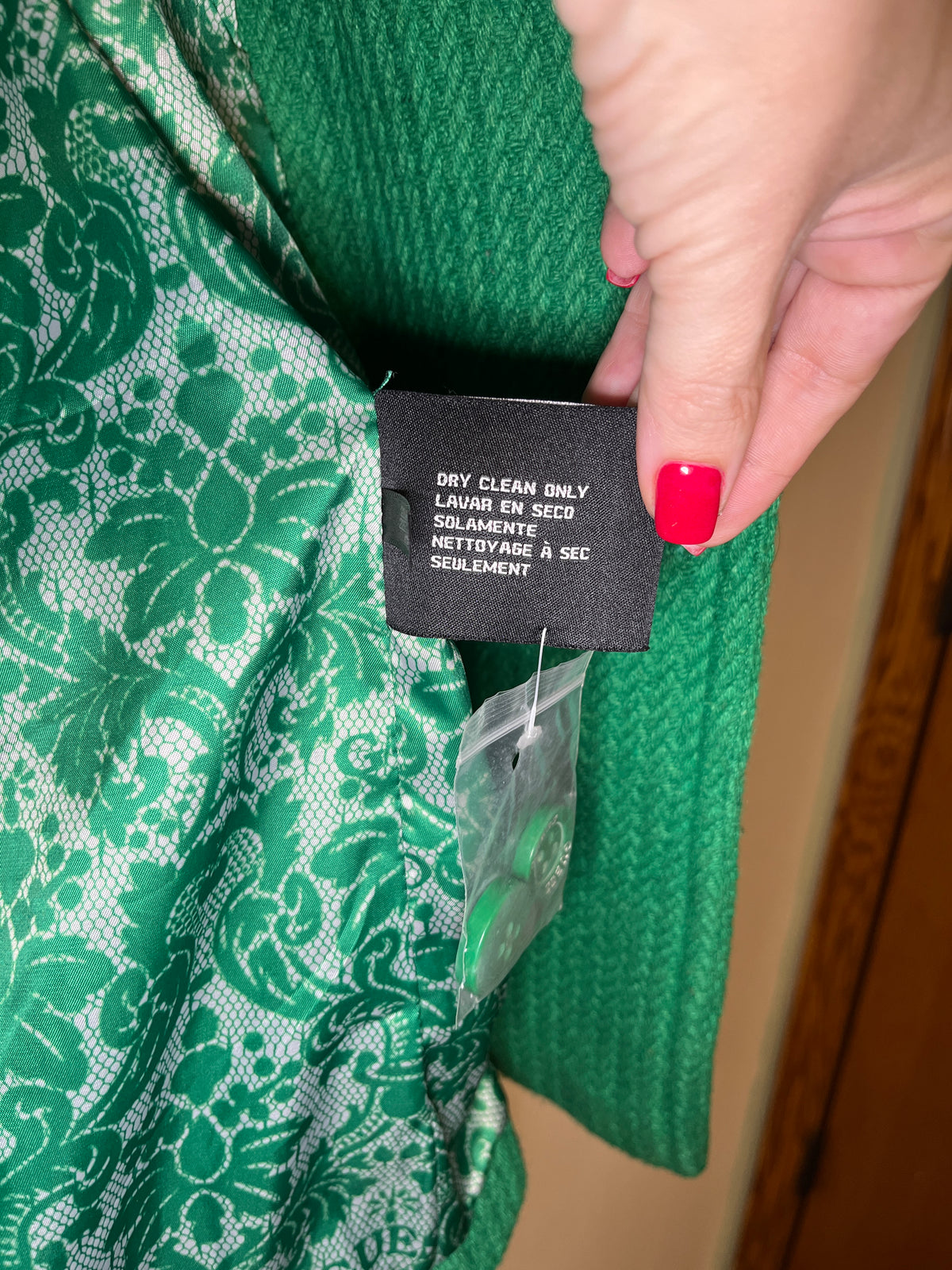 Guess Kelly Green Double-Breasted Wool Peacoat
