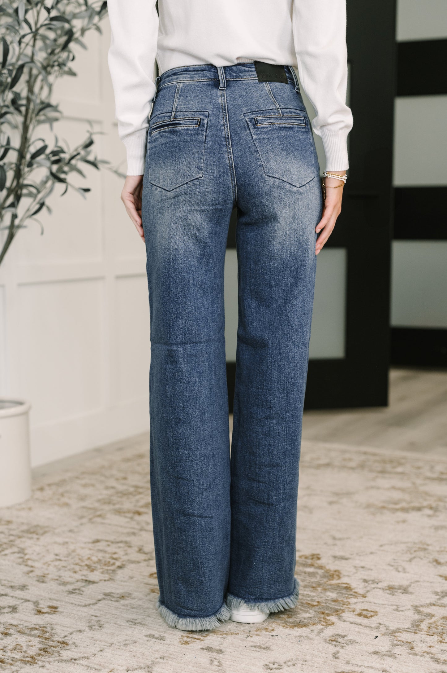 Karla High Waist Column Straight Button-Fly & Back Welt Pkts by Judy Blue