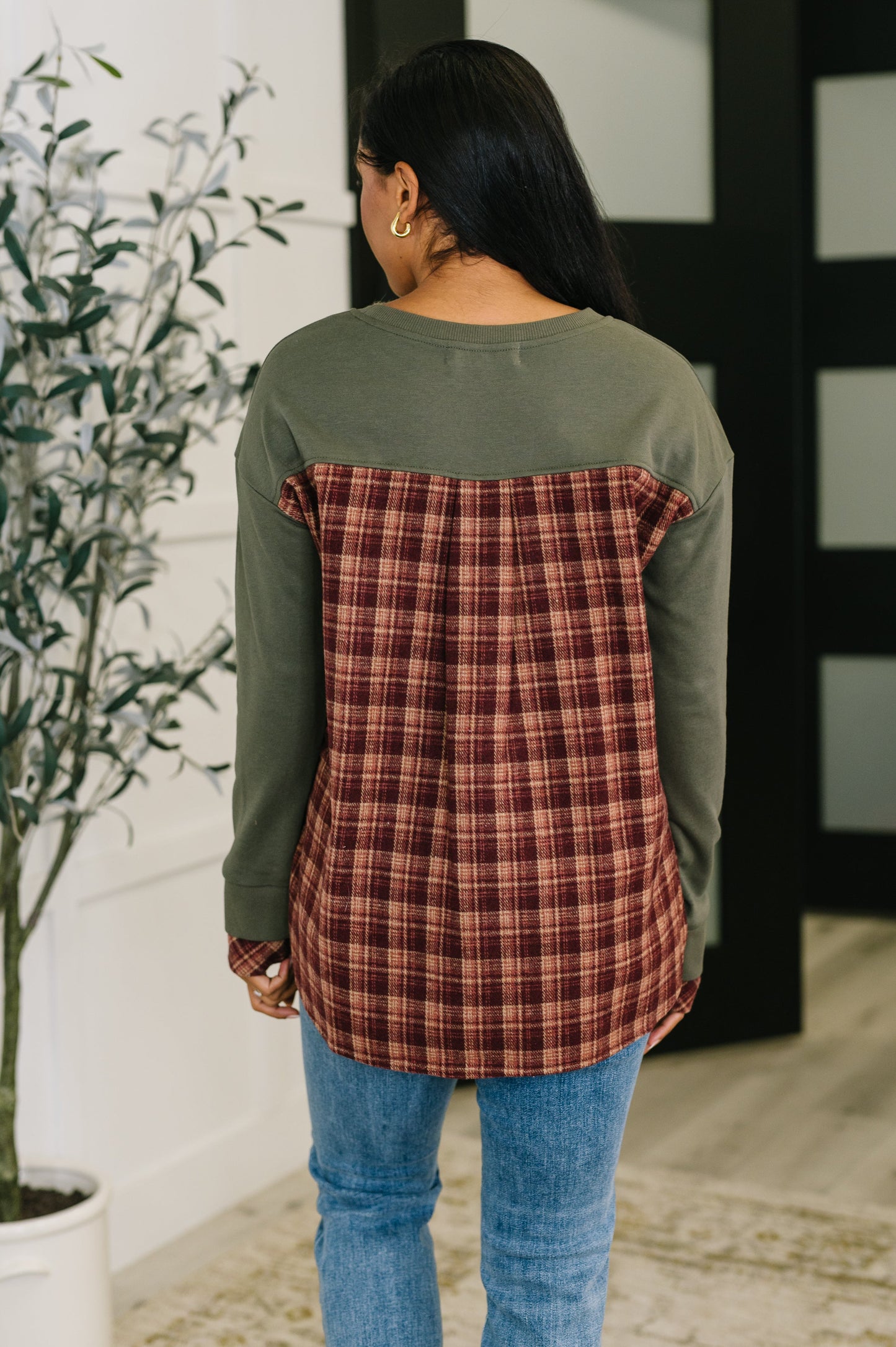 Layer Player Drop Shoulder Long Sleeve Top | Women’s French Terry & Flannel Contrast Pullover