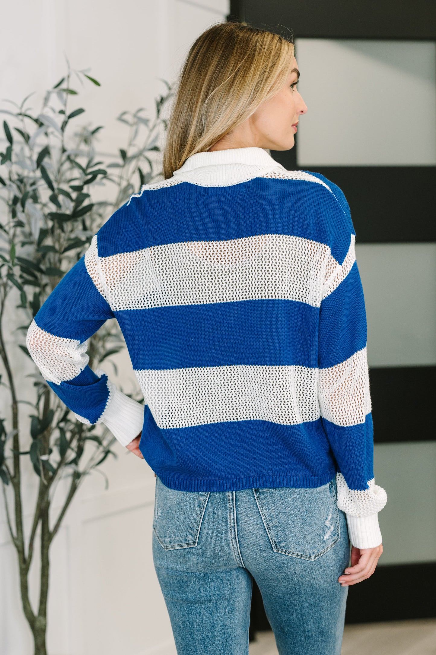 Oceanfront Stroll Button Henley | High Stretch Net Knit Women’s Pullover Top