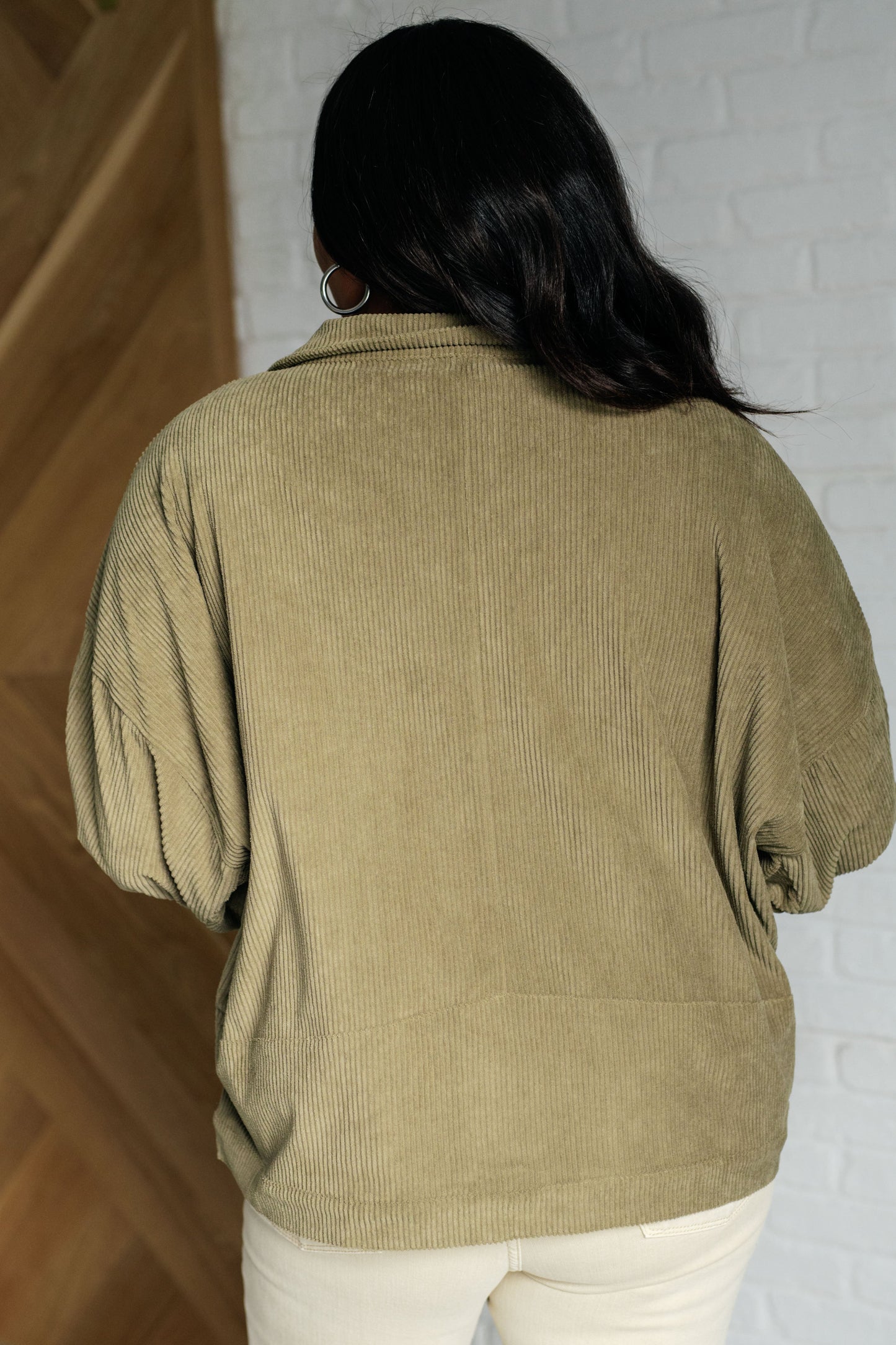 Primrose Corduroy Jacket – Oversized Button-Up with Pleated Sleeve Detail