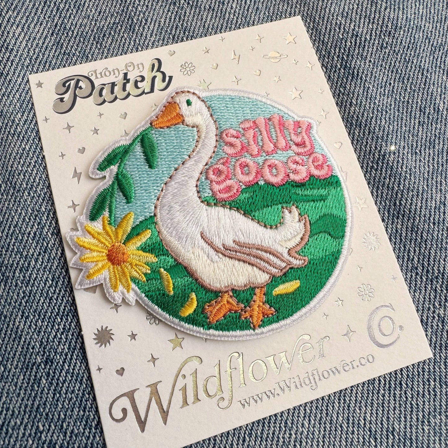 Silly Goose Iron-On Patch – Coquette Pastel Embroidered Patch