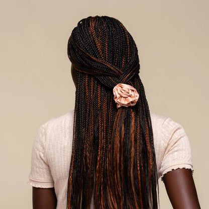 Rosette Ruched Satin Scrunchies 3pc Set - Terracotta