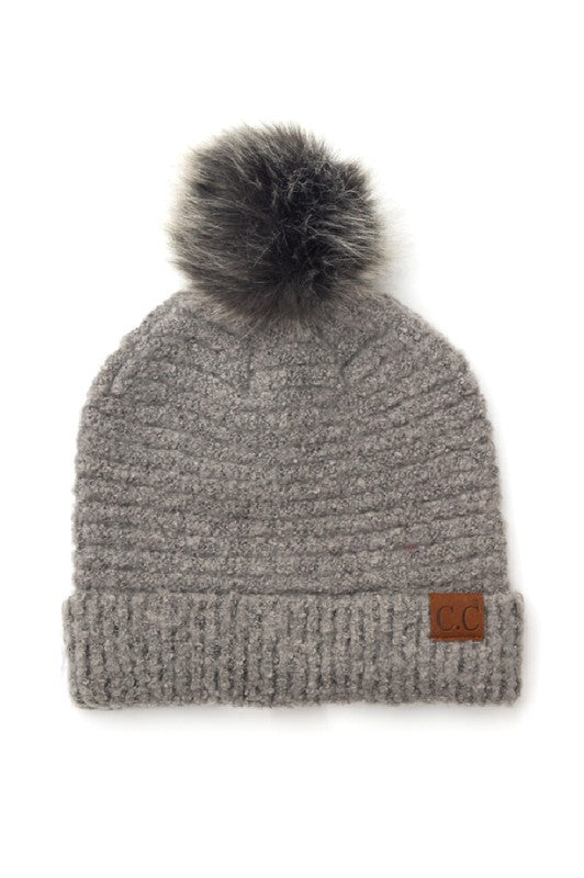 CC Ultra Soft Fur Pom Boucle Beanie