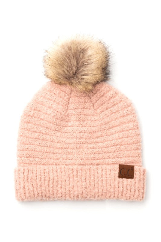 CC Ultra Soft Fur Pom Boucle Beanie