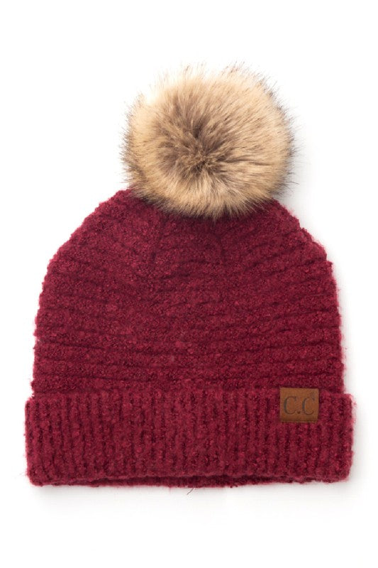 CC Ultra Soft Fur Pom Boucle Beanie