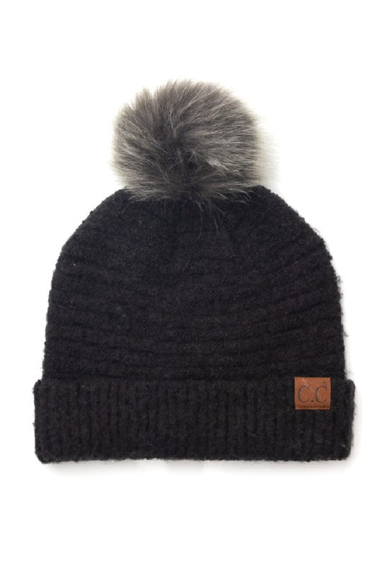 CC Ultra Soft Fur Pom Boucle Beanie