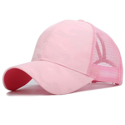 Camo Messy Bun Ponytail Women's Hat Baseball Cap