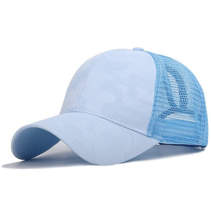 Camo Messy Bun Ponytail Women's Hat Baseball Cap