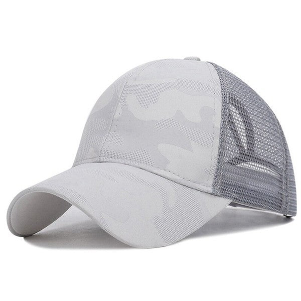 Camo Messy Bun Ponytail Women's Hat Baseball Cap