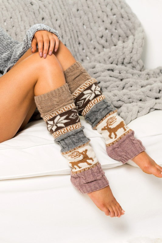Nordic Snowflake Knit Leg Warmers | Cozy Winter Boot Accessories