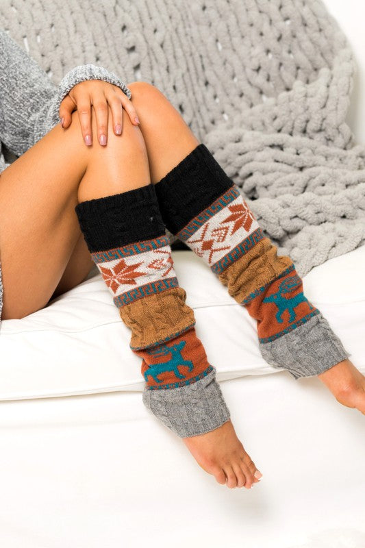 Nordic Snowflake Knit Leg Warmers | Cozy Winter Boot Accessories