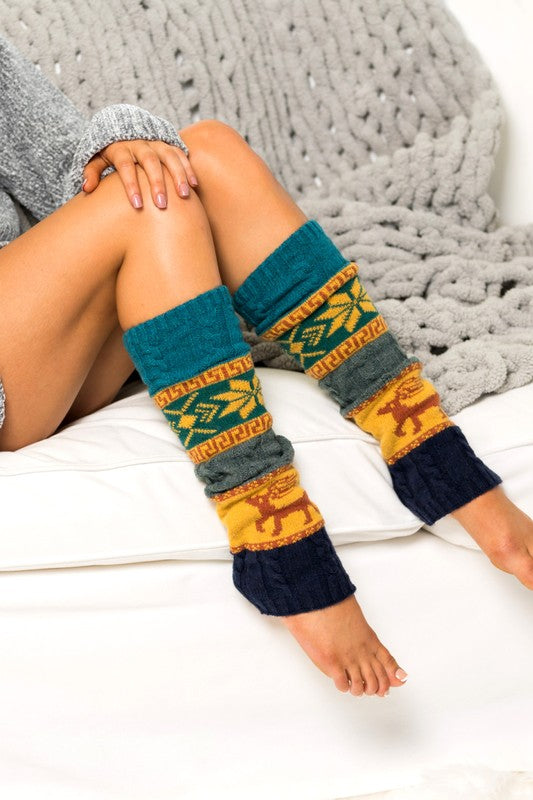Nordic Snowflake Knit Leg Warmers | Cozy Winter Boot Accessories