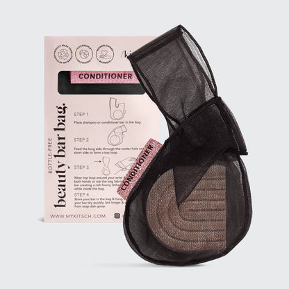 Conditioner Beauty Bar Bag – Black | Eco-Friendly Mesh Travel Bag for Solid Conditioner Bars