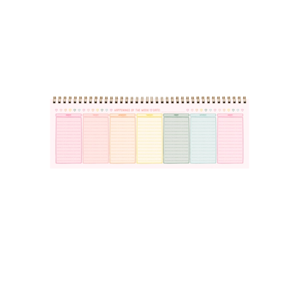 Rainbow Weekly Desk pad - Slim Spiral-Bound Organizer for Colorful Planning