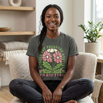 Comfort Colors Thrifting Graphic Tee - Retro Floral Thrift Lover Shirt