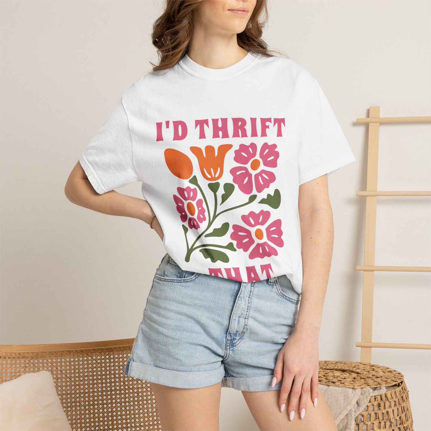 I'd Thrift That T-Shirt | Vintage Floral Thrifting Graphic Tee