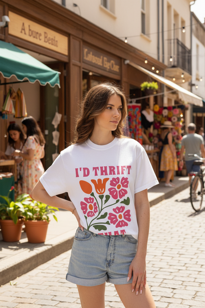 I'd Thrift That T-Shirt | Vintage Floral Thrifting Graphic Tee