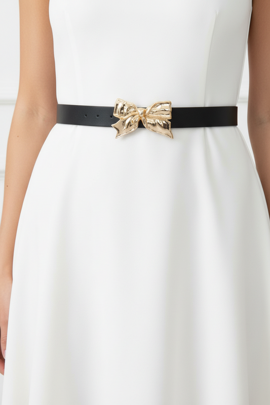 Gold Bow Buckle Fashion Belt for Woman