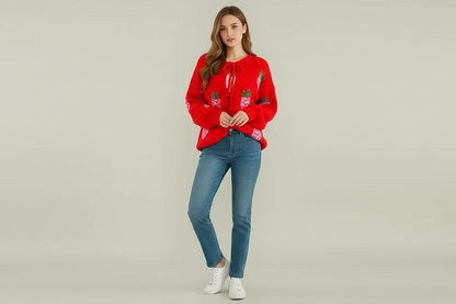 Strawberry Tie front Cardigan