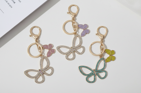 Sparkling Butterfly Keychain Bag Charm Purse Accessory