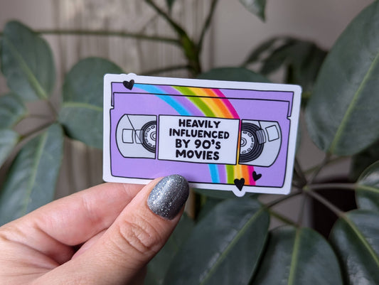 Heavily Influenced by 90s Movies Vinyl Sticker – Nostalgia Y2K Retro Sticker for Laptops & Journals