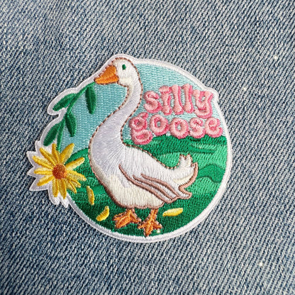 Silly Goose Iron-On Patch – Coquette Pastel Embroidered Patch