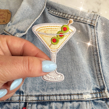 Dirty Martini Iron-On Patch – “It’s Always Tini Time” Embroidered Patch