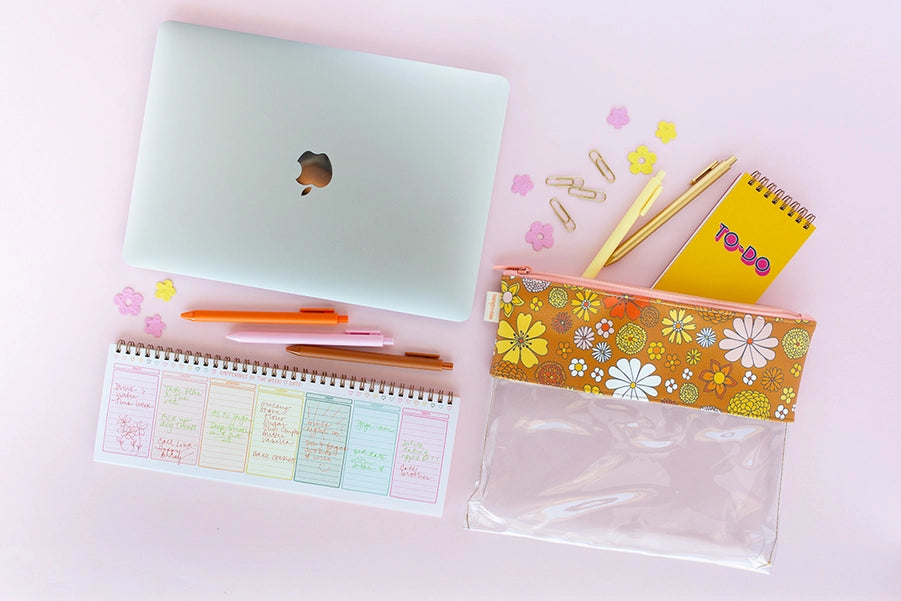 Rainbow Weekly Desk pad - Slim Spiral-Bound Organizer for Colorful Planning