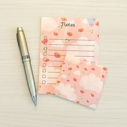 Strawberry Dreams Notepad & Sticky Note Set | Cute Stationery