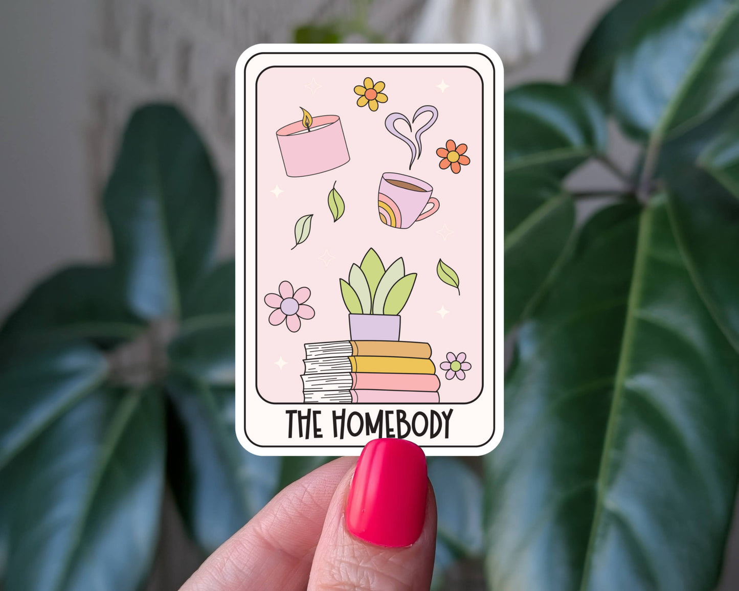 Homebody Tarot Card Vinyl Sticker | Cozy Aesthetic Sticker | Self Care Bookish Merch