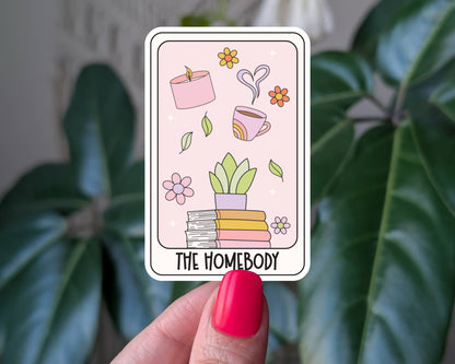 Homebody Tarot Card Vinyl Sticker | Cozy Aesthetic Sticker | Self Care Bookish Merch