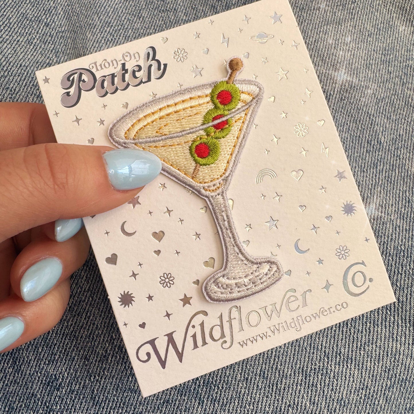 Dirty Martini Iron-On Patch – “It’s Always Tini Time” Embroidered Patch