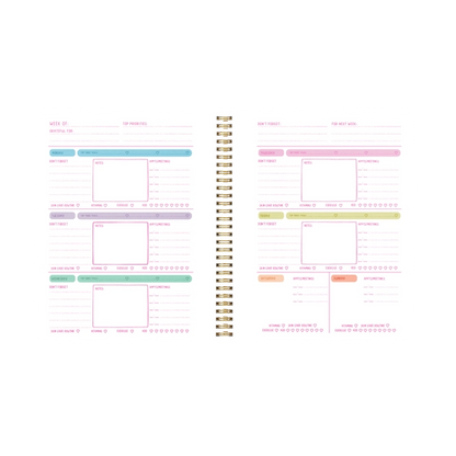Groovy Goal Getter Undated Planner with Colorful Hand-Drawn Design and Stickers