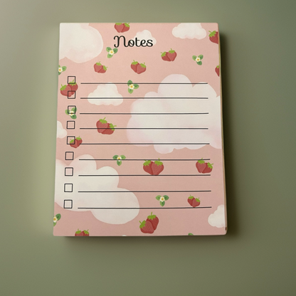Strawberry Dreams Notepad & Sticky Note Set | Cute Stationery