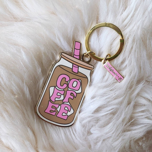 Iced Coffee Enamel Keychain – Cute Coffee Lover Accessory