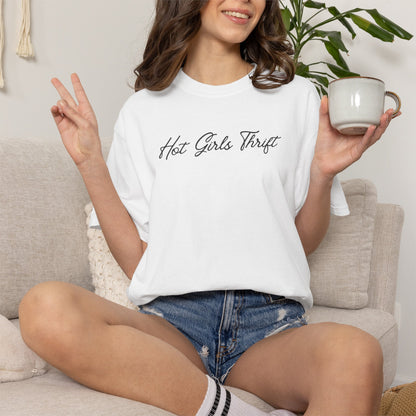 Hot Girls Thrift Shirt - Retro Cursive Cool Girl Thrifting Tee