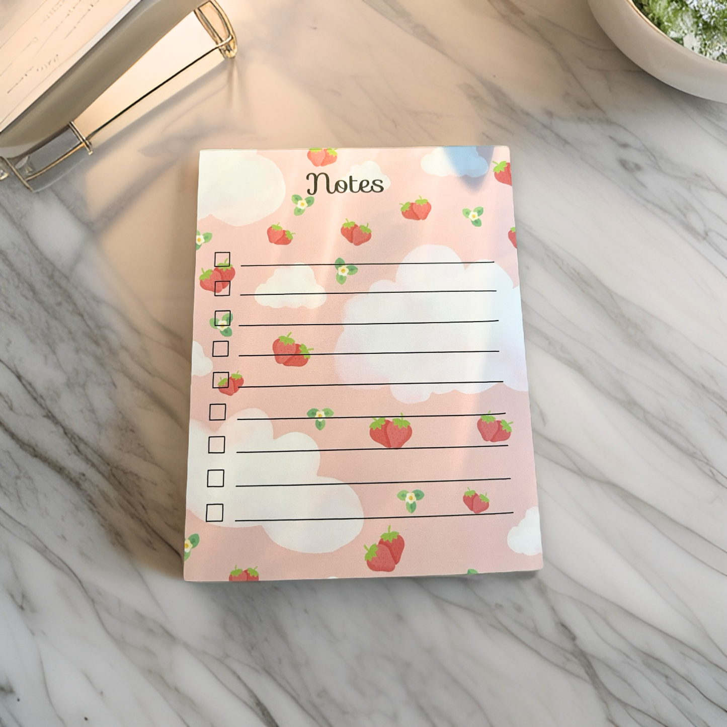 Strawberry Dreams Notepad & Sticky Note Set | Cute Stationery