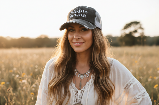 Hippie Mama Embroidered Baseball Trucker Hat