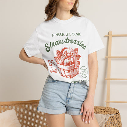 Farmers Market Strawberry Basket Graphic T-Shirt | Vintage Orchard Apparel
